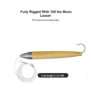 6" Natural Rigged Cedar Plug 10/0 Tuna Trolling Saltwater Fishing Lure NEW